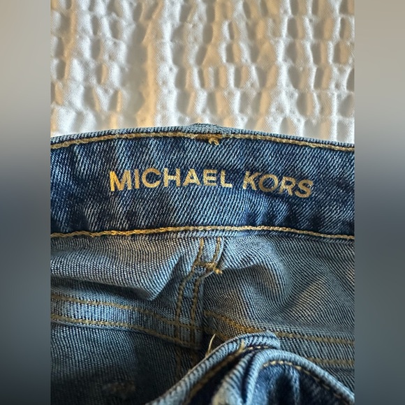 Michael Kors Selma High Rise Wide Leg Patch Pocket Dark Blue Jeans M 6 - Picture 4 of 7